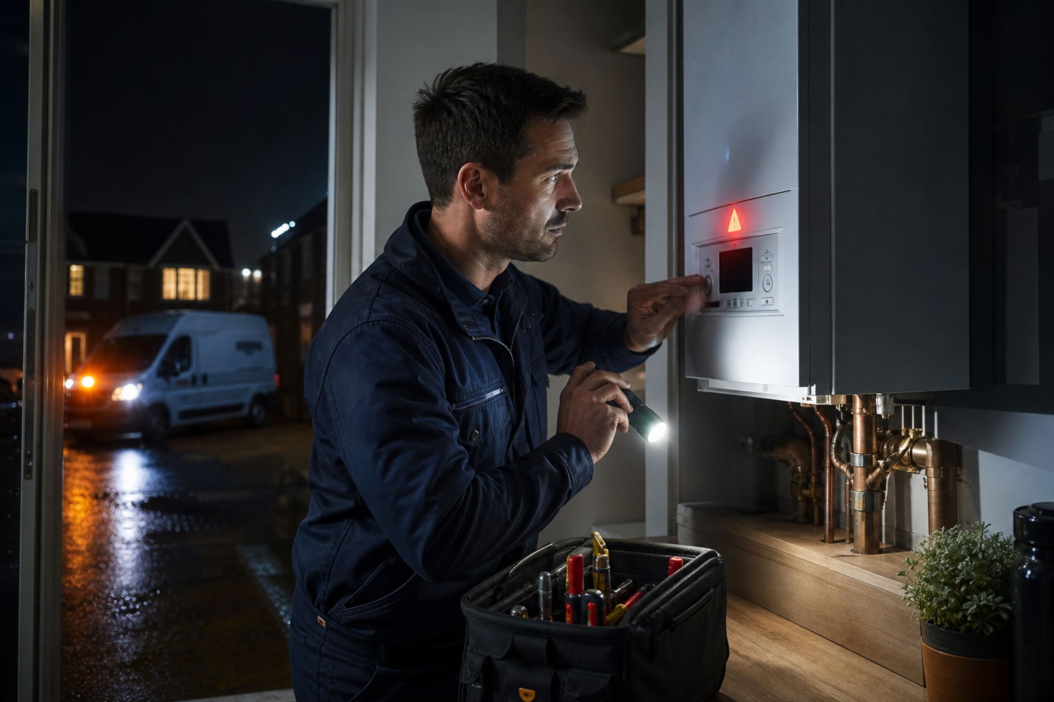 Emergency boiler repair engineer on callout