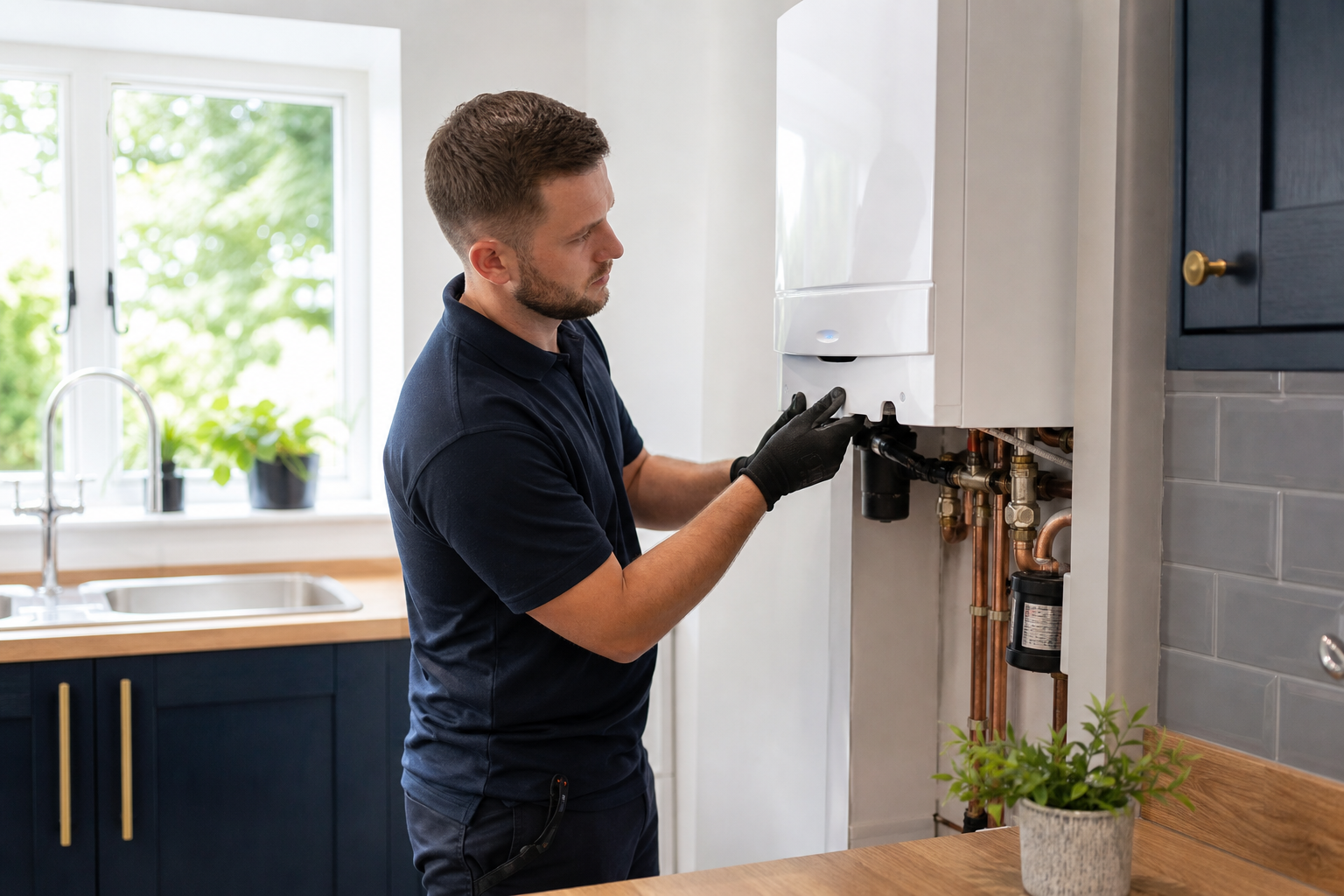 Professional new boiler installation